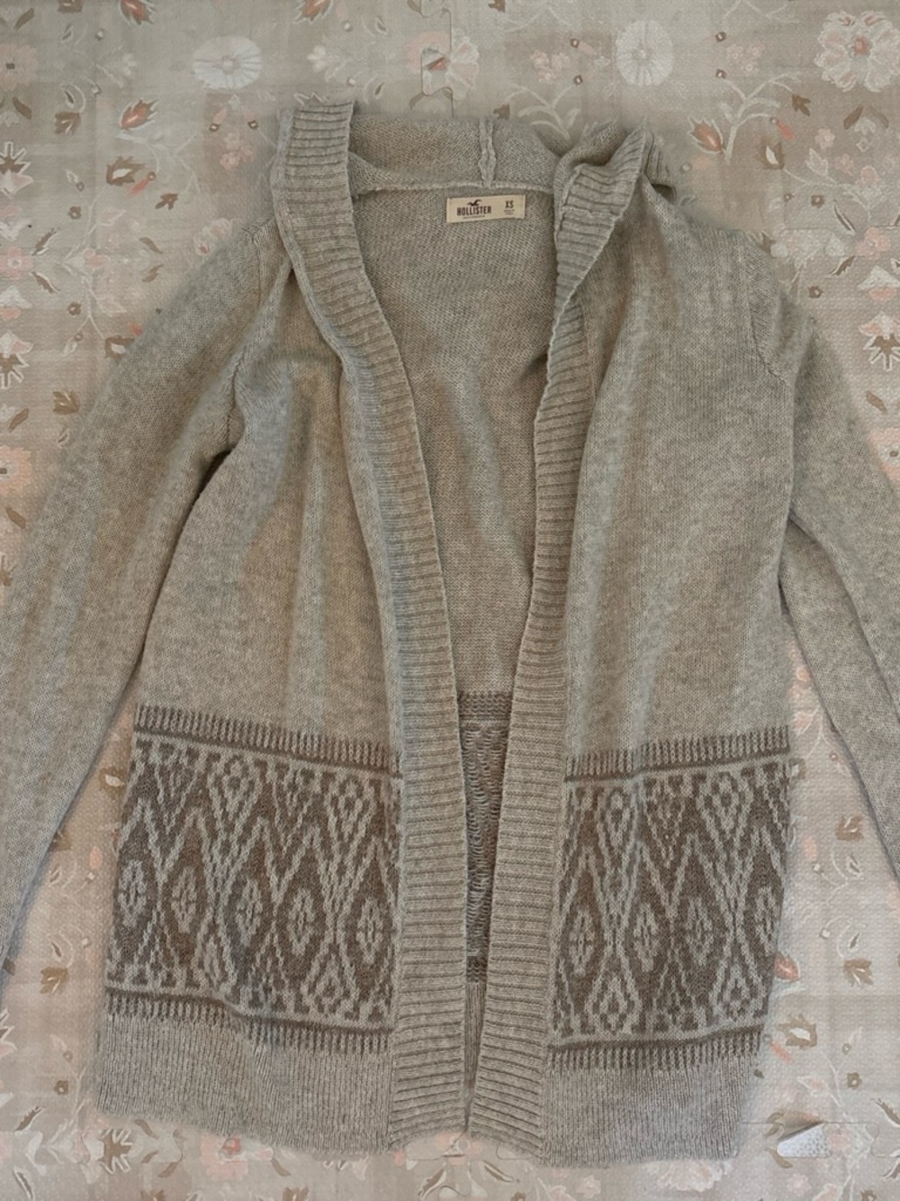 Hollister Open-Front Patterned Knit Cardigan Sweater XS